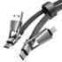 4 in 1 Multi Charging Cable, PD 60W Fast Charging USB C Multi Charger Cable, Zinc Alloy Flat Braided with Velco Strap Charging Cords for Multiple ...