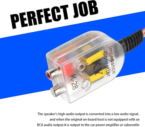 2 PCS Car High Frequency to Low Frequency Output Converter, Speaker Output to RCA Line Control Audio Signal Adapter, CD Player High and Low Modifi...