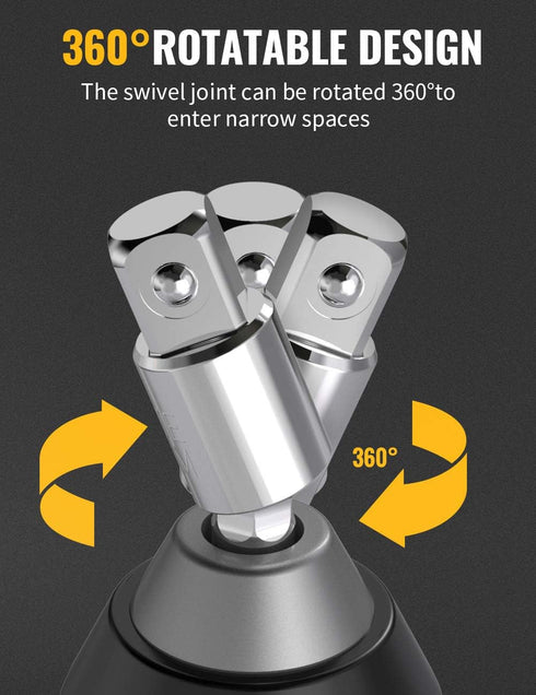 Tool Gift for Man, 3-Piece Power Drill Sockets Adapter Sets, 360°Rotatable Hex Shank Impact Driver Socket Adapter, Socket to Drill Adapter 1/4" 3/...