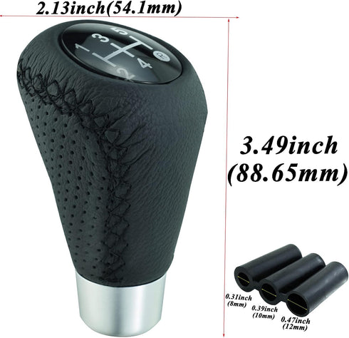 Abfer Shifter Knob 5 Speed Leather Car Gear Stick Shifting Knobs Shift Lever for Most Manual Transmission Vehicle Truck, Black...