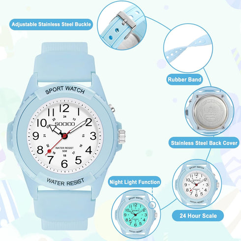 Waterproof Nurse Watch for Medical Professionals,Women Men, 24 Hour with Second Hand, Night Light, Military Time Easy to Read Dial, Soft and Breat...