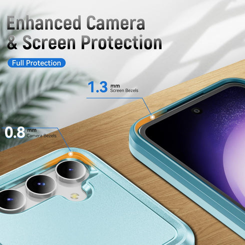 SunRemex for Samsung Galaxy S23 FE Case with HD Screen Protector,Samsung S23 FE Phone Case Built in Rotatable Metal Ring Holder Kickstand for Sams...