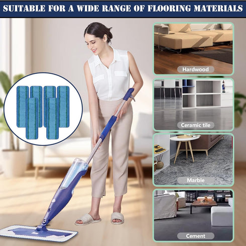 6 Pack Mop Pads Replacement for Bona Mop?18 Inch Reusable Microfiber Cleaning Pads for Hardwood Floors Wet Dry Mops Floor Cleaning Pads...
