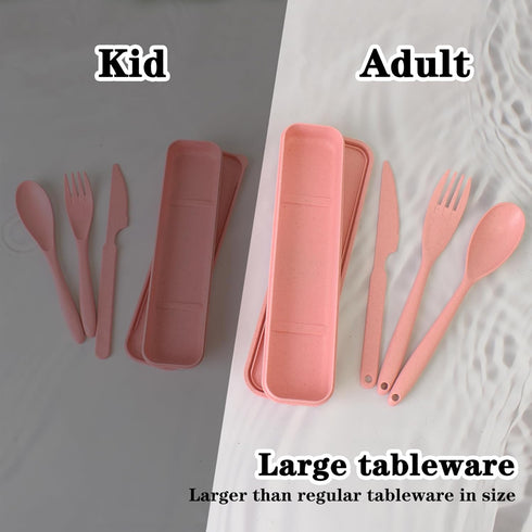 Large Reusable Utensils Set with Case, 2 Sets Portable Cutlery Set for Adults, Travel Fork Spoon Knife for Camping Work Picnic (Pink, Black)...