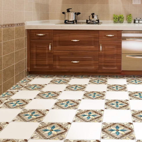 Non-Slip Vinyl Floor Sticker, Waterproof PVC Backsplash Tile Decal, Self-Adhesive Peel and Stick Wall Sticker for Home Décor (Morocco-119, 4Pcs 12...