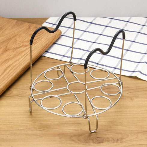 Steamer Cooling Rack Trivet Accessory Set, Include 9-holes Egg Steamer Cooking Rack with Heat Resistant Silicon Handles & Compatible for 6, 8 Quar...