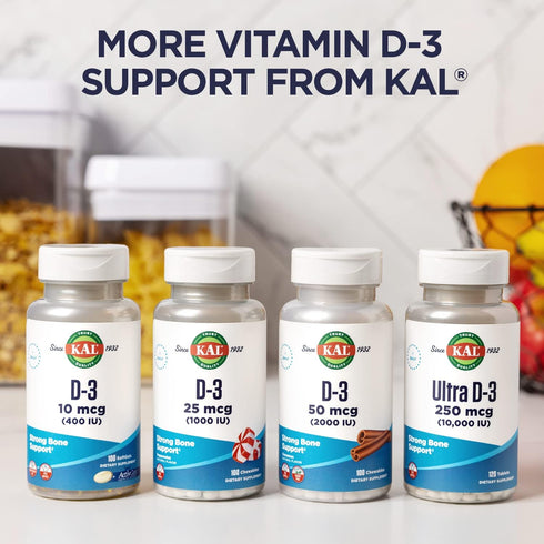 Kal 1000 Iu D-3 & K2 Tablets, Raspberry, 60 Count (Pack of 1)...