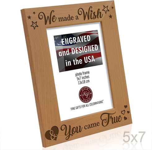 KATE POSH - We Made a Wish & You Came True Engraved Natural Wood Picture Frame, New Baby Gifts, New Mom, New Dad, Adoption Gifts (5x7 Vertical)...