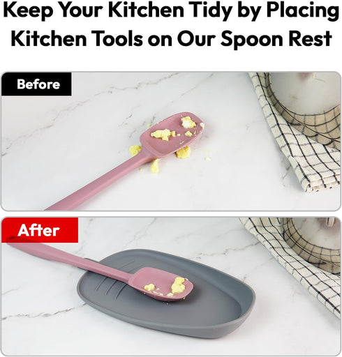 Carrotez Large Silicone Utensil Rest for Stove Top - Unbreakable Heat Resistant Silicone Spoon Rest for Kitchen Countertop - Oversized Wide Non-Sc...