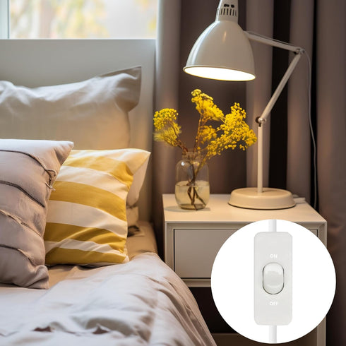 Extension Cord with Switch On/Off White Three Prong Grounded Plug Indoor/Outdoor Power Cord 4.92 FT Waterproof and Flame (White)...