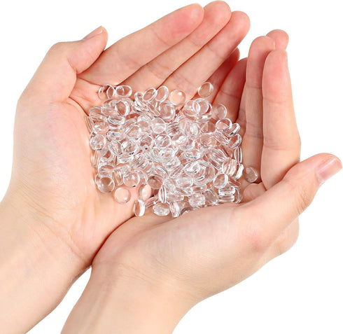 220 Pieces Round Clear Glass Cabochons Transparent Glass Dome Tiles Flat Back Glass Cabochon for DIY Crafts, Necklace Pendant, Jewelry Making (8 m...