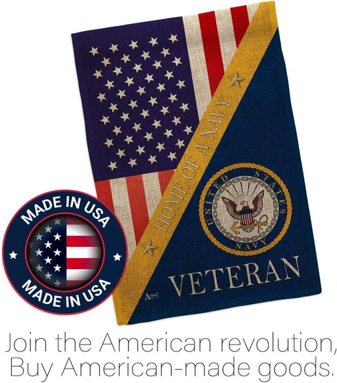 Home of Navy Burlap Garden Flag - Armed Forces USN Seabee United State American Military Veteran Retire Official - House Decoration Banner Small Y...