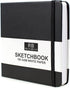 Ricco Bello 5.5 x 5.5 inch Small Square Sketchbook for Drawing - 180 GSM Thick Paper, Faux Leather Hardcover, for Use with Pen, Pencil, Water Base...