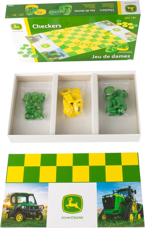 John Deere Checkers Board Game - Includes Themed Folding Board, Checkers, and Collectible Tractor Kings - Collectible Farm Toys and Strategy Games...
