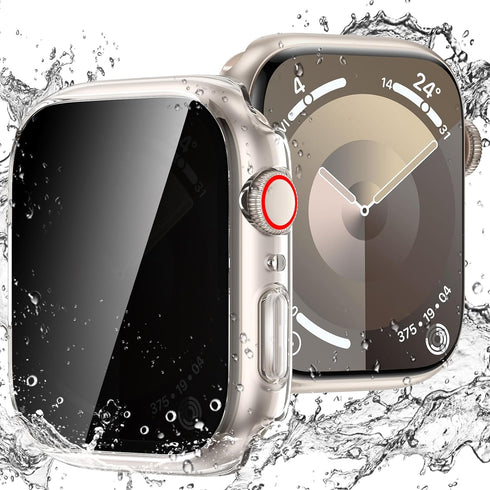 Goton Waterproof Privacy Case for Apple Watch Series 9 8 7 6 5 4 SE Ultra 40mm 44mm 41mm 45mm 49mm, Hard PC Bumper Tempered Glass Screen Protector...