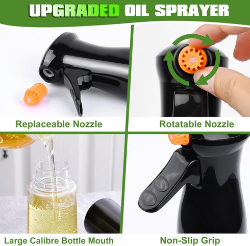 Oil Sprayer for Cooking, Upgraded Olive Oil Sprayer Bottle, Air Fryer Accessories, Oil Mister 7oz/200ml Oil Vinegar Spritzer, Kitchen Gadgets for ...