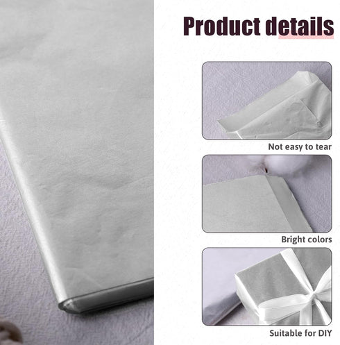 Shindel 86 Sheets Silver Tissue Paper, Gift Wrap Paper Bulk Gift Wrapping Tissue Paper for Gift Bags Packaging DIY Crafts 22 x 14 Inch...