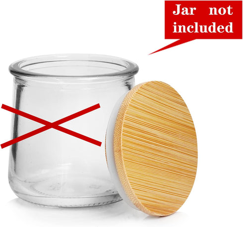 Oui Yogurt Jar Lids, Oui Yogurt Bamboo Jar Lids Set, Wooden Lids for Oui Yogurt Jars, Oui Yogurt Jars Lids with Silicone Sealing Rings, Cookie Gla...