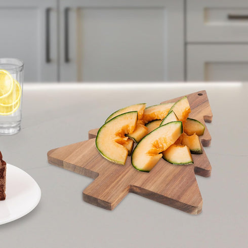 Amosfun Christmas Tree Charcuterie Board, Xmas Cutting Board Fruit Tray Holiday Cheese Board Wooden Appetizer Tray Sushi Serving Tray Dessert Cand...