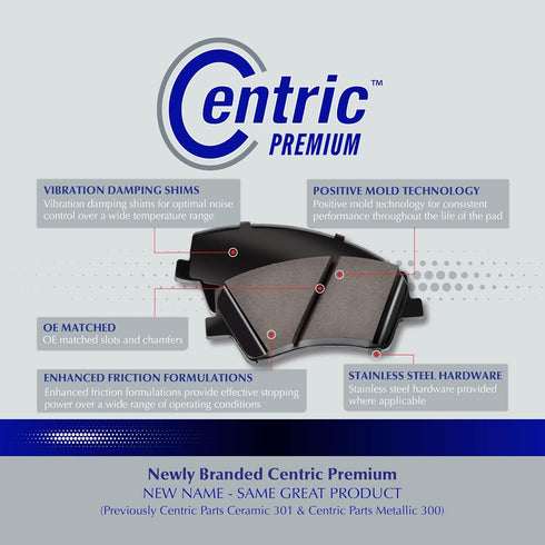 Centric Premium Ceramic Replacement Rear Disc Brake Pad Set for Select Hyundai and Kia Model Years (301.08130)...