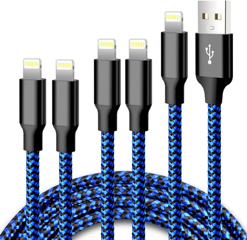 cugunu iPhone Charger, 5 Pack 3/3/6/6/10FT Apple MFi Certified USB Lightning Cable Nylon Braided Fast Charging Cord Compatible for iPhone 14/13/12...