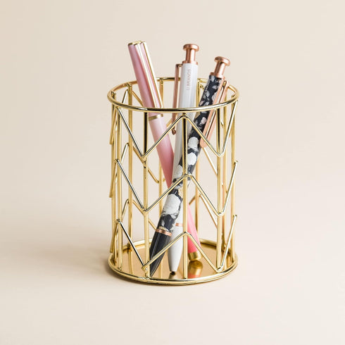 U Brands Pencil Cup, Wire Metal, Gold - 897U06-24...