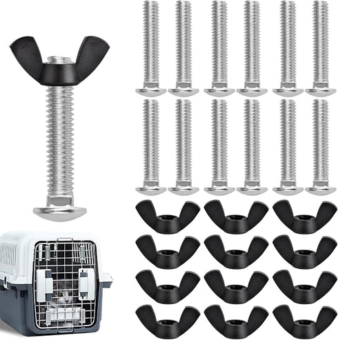M6 Pet Carrier Fasteners Kennel Replacement Bolts for Plastic Cat Crate and Dog Crate Dog Kennel Accessories Cat Cage Carrier Parts(12 Set)...