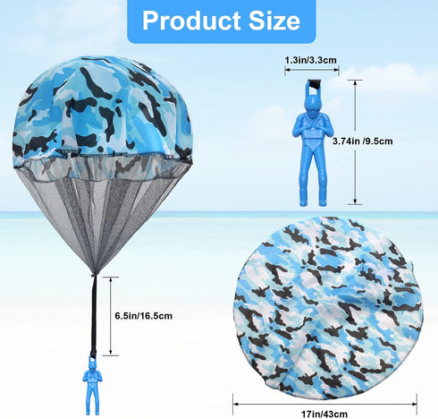 10 Pcs Parachute Toy, Camo Blue Parachute Men Toy Tangle Free Throwing Hand Throw Outdoor Flying Gifts Paratrooper Toy No Battery nor Assembly Req...