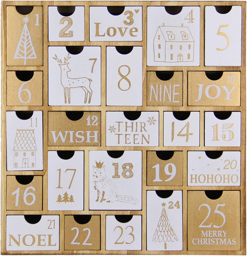 Juegoal Advent Calendar with 25 Drawers Countdown to Christmas, Refillable Wooden Advent Xmas Gift for Kids, 12 Inches Tall...