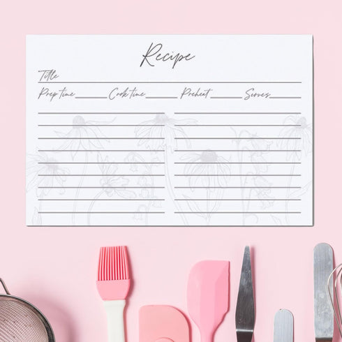 Recipe Cards 4x6 Set of 50 Floral 4x6 Recipe Cards - Thick Pure White Cardstock Recipe Organizer - Easy to Write On Recipe Cards For Bridal Shower...