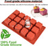 Square Silicone Mold, Cube Mousse Cake French Dessert Baking Molds, 2 Pack 15 Cavity Lollipop Silicone Molds for Soap, Candy Chocolate Cubes, Ice ...