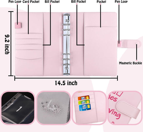 Antner 100 Envelopes Challenge Binder Money Savings Challenges Book to Save $5,050 and $10,000 and $500, A5 Money Saving Planner Cash Envelope Bud...