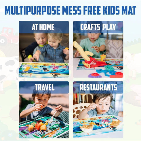40 Pack Disposable Placemats for Baby, 3 Design Pack Baby Eating Mat, 12" x 18" Sticky Kids Placemat, Toddler Place mat for Restaurants, Plastic K...