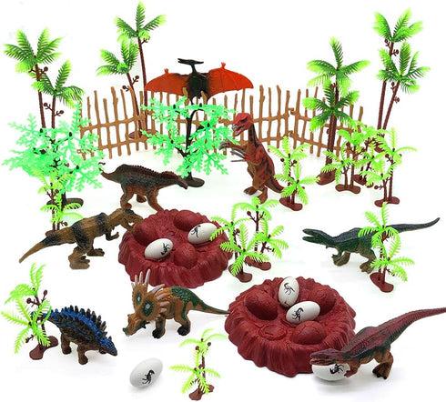 Dinosaurs Cake Decorating Kit Plastic Dinosaurs Figures Trees & Dinosaur Eggs and Egg Nest Dinosaur Figures Toy for Kids...
