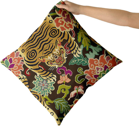 aportt Tiger Pillow Cover Set of 2 Chinoiserie Animal Print Tiger Stripe Cotton Decorative Throw Pillow Case Cushion Cover for Bedroom Sofa Living...