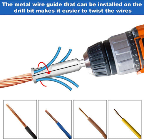 2pcs Wire Twister Tool for Drill, 2 Sizes Quick Wire Twisting Spinner Tool Machine with 1/4" Chuck Electrical Cable Wire Stripper Nut Twister Driv...
