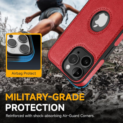 Unique Design Luxury Leather Business Phone Case for iPhone 11 Pro Max Anti-Slip Scratch Resistant Ultra Slim Protective Case (2019,6.5”) (Red)...