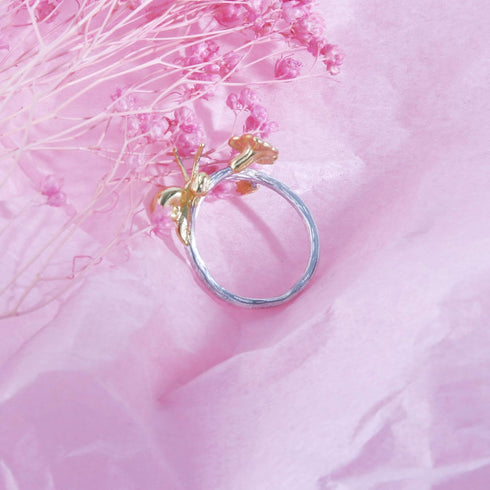 Helen de Lete Little Snail On Flower Vine 925 Sterling Silver Open Ring...
