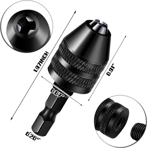 Keyless Drill Chuck Bit 1/4 Inch Hex Shank Keyless Drill Chuck Fast Change Converter Extension Screwdriver Drill Adapter in 0.3-6.5 mm, 0.3-3.6 mm...