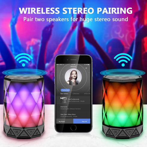 LFS Portable Bluetooth Speakers, Night Light Waterproof, Lightweight Portable Speakers for Travel, Pool, Beach, Biking, Kayak, Gifts for Kids, Wom...