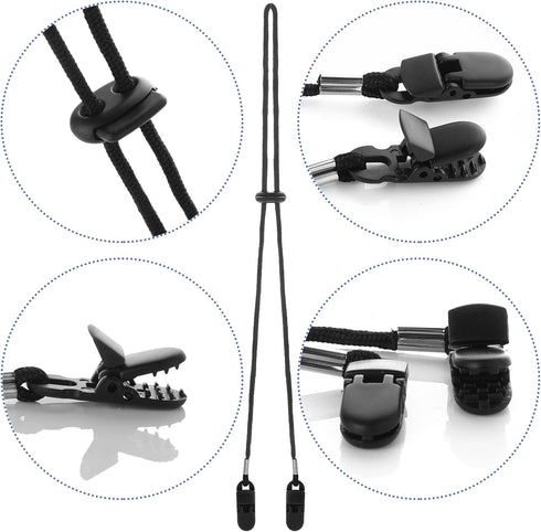 Yolev 2 Pieces Adjustable Hat Strap Clips Black Windproof Clips Cap Retainers with Clips for Outdoor Golfing, Fishing, Boating, Sailing...