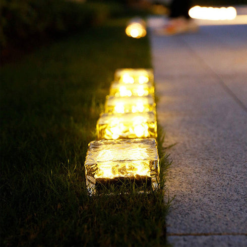 Epicgadget Solar Ice Cube Shaped Light, 2.8x2.8x2 inch Ice Cube Shaped Warm White Outdoor Solar Garden Decorative Lights for Walkway Pathway Backy...