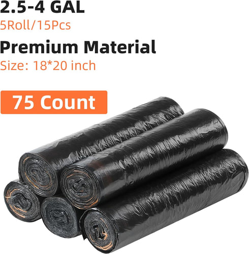 funest Trash Bags, 4 Gallon Small Drawstring Garbage Bags 75 Counts, Thick Plastic Wastebasket Liners for Bathroom Toilet Office Bedroom...