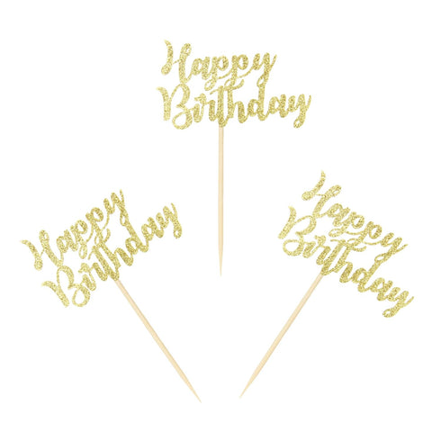 Ercadio 24 Pack Happy Birthday Cupcake Toppers Gold Glitter Celebrating Birthday Cake Picks Baby Shower Kids Birthday Party Decoration Supplies…...