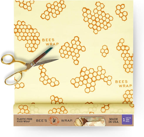 Bee's Wrap Beeswax Wraps for Food - Honeycomb Cut to Size 14x52" Wax Paper Roll - Made in USA Reusable Waxed Paper & Bowl Covers - Organic & Eco-F...