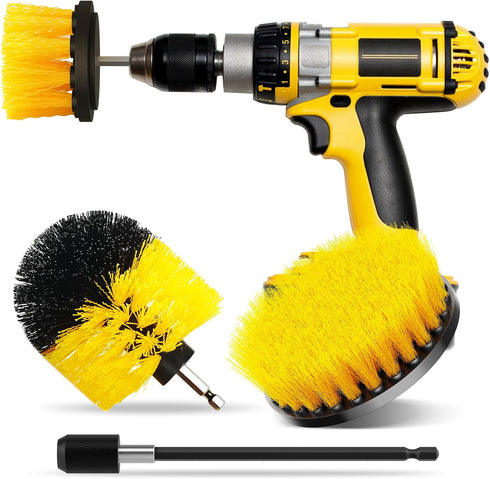 4Pack Drill Brush Attachment Set, Scrub Brush for Drill, Power Scrubber Brushes with Extended Attachment, All Purpose Drill Brush Cleaning Kit for...