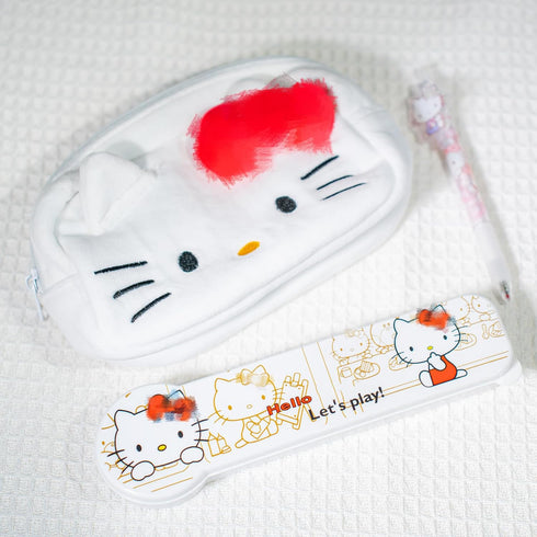 Cartoon Kitty Utensils Set Includes Reusable Stainless Steel Fork Spoon Chopsticks And Cute Cat Carrying Case Durable...
