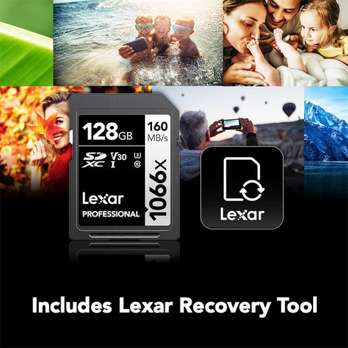 Lexar 128GB Professional 1066x SD Card, UHS-I, C10, U3, V30, Full HD, 4K, Up To 160MB/s Read SDXC Memory Card, for DSLR & Mirrorless Cameras (LSD1...