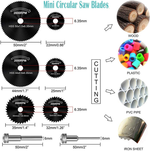 Cutting Wheels for Rotary Tool, Diamond Metal Wood Cutting Wheels and Drill Cutting Disc with 1/8" Shank and Resin Cutting Off Wheels with Mandrel...