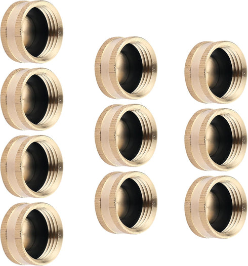 Brass Garden Hose End Cap 3/4" GHT Female Fitting Repair Cap (10-Pack)...